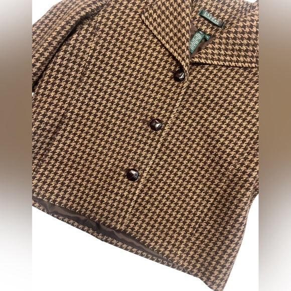 GUC Lauren Ralph Lauren Wool Crop Houndstooth Blazer Size 14 - Picture 4 of 7